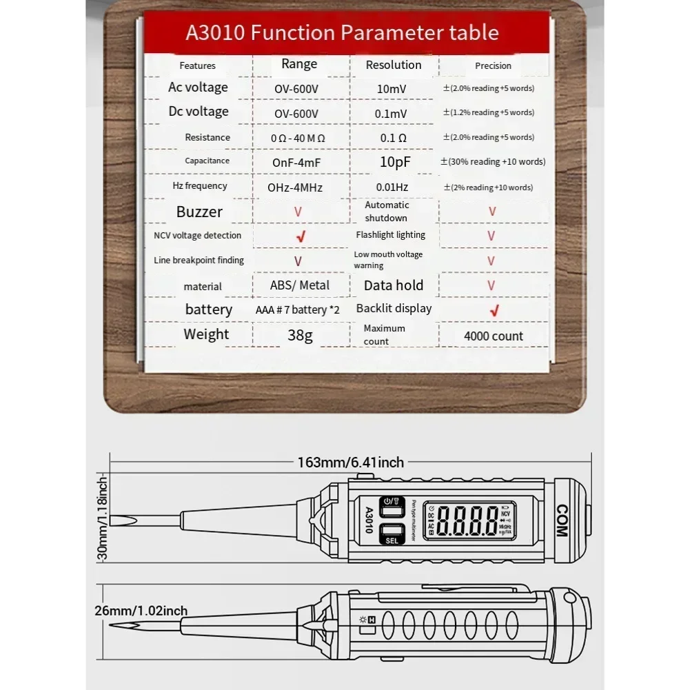 High-precision Voltage Tester Digital Test Pen High Torque Screwdriver Line Breakpoint Search Non-contact Voltage Detection tool