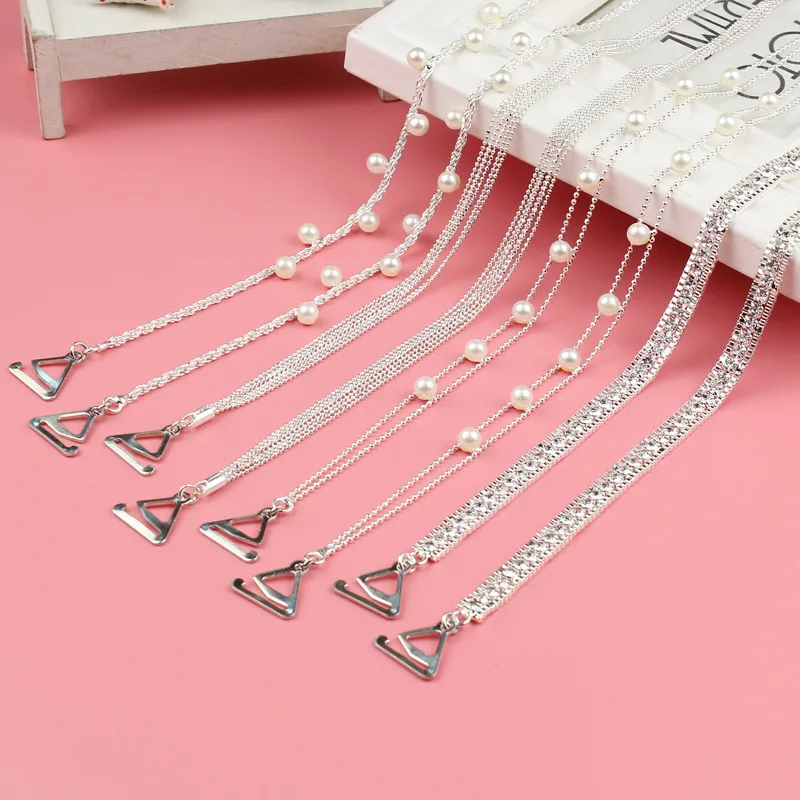 Intimate Accessories Decorative Bra Straps Bra Chain Pearls Shoulder Straps Elegant Imitation Pearls Bra Accessories Adjustable