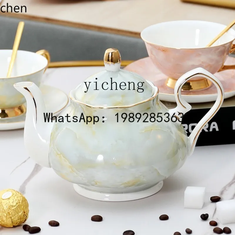 ZML WJ4 stone pattern teapot flower teacup tea set bone china coffee cup high-end