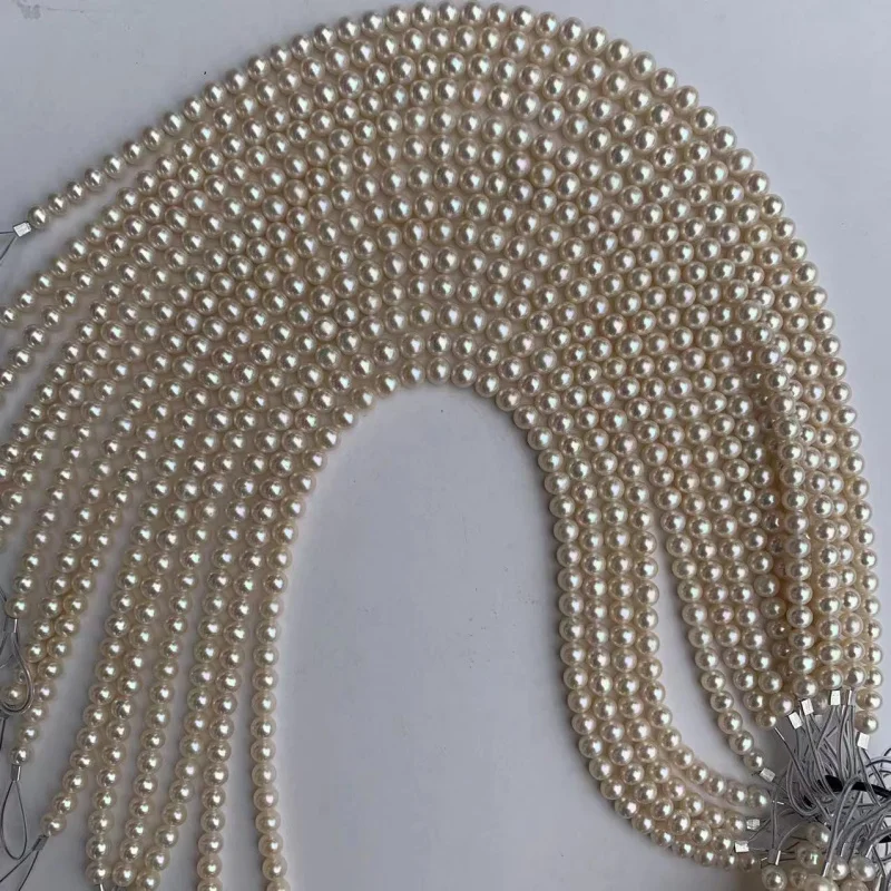 Natural Freshwater Nearly round Micro Flaw-8mm Scattered Beads Semi-Finished Pearl Necklace