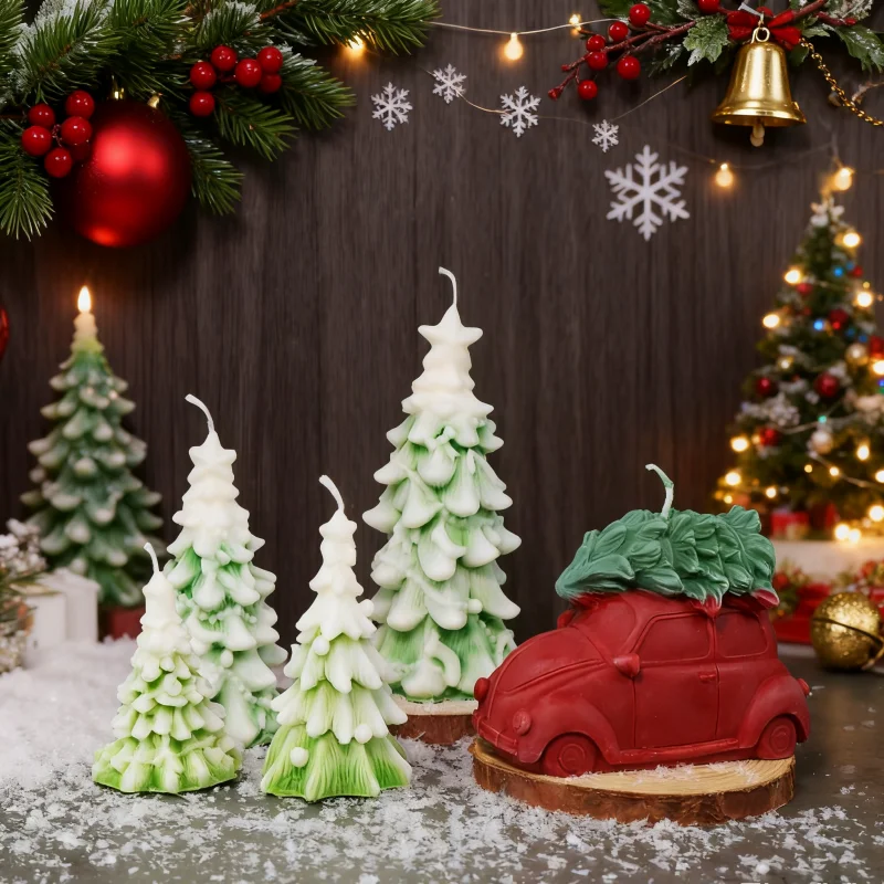 DIY Weihnachtsbaum duftende Silikonform 3D Aroma Gupsum Seife Handwerk Werkzeug Harz Gipsform Weihnachtsauto mit Herz Baum Kerzenform