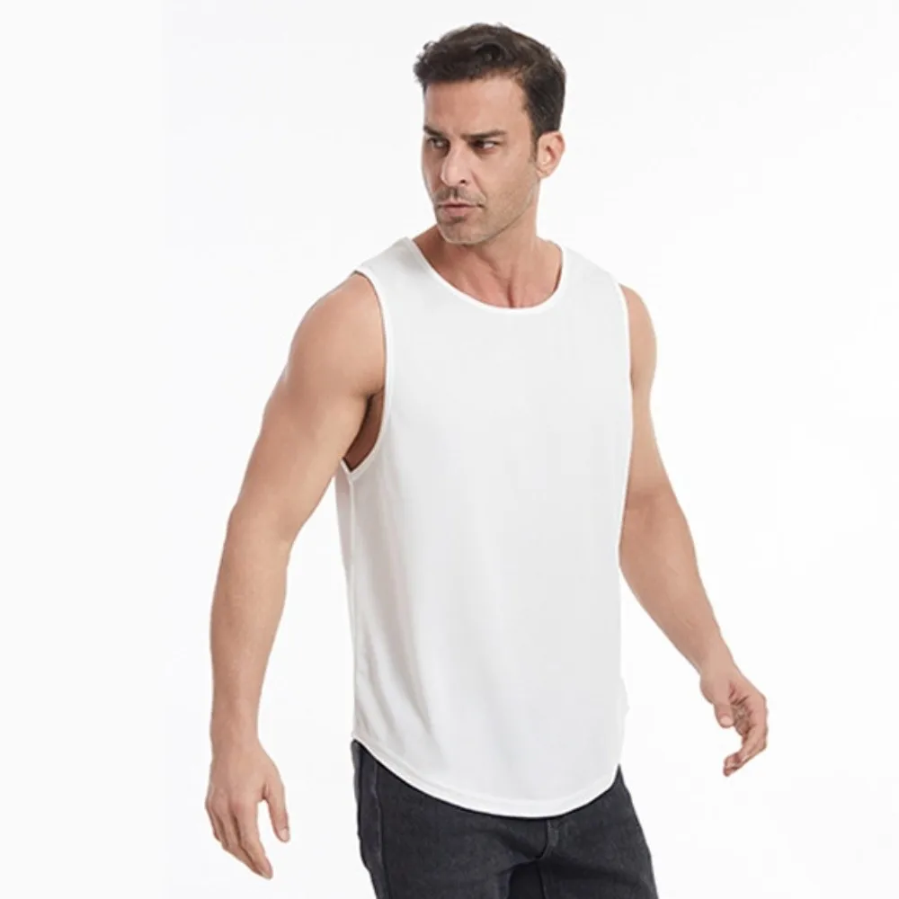 

Fashion Sleeveless Sports Tank Top Quick Dry T-shirts Running Vest Round Neck Simple Men Tops Vests Summer