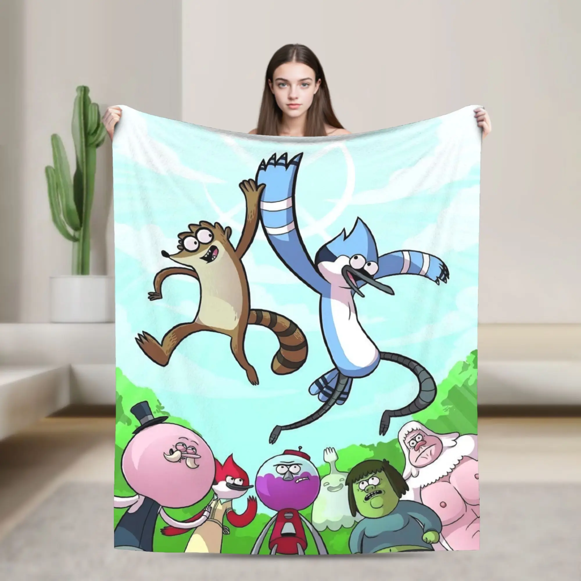 Regulars Show Flannel Throw Blanket  Blanket for Bed Travel Super Soft Bedroom Quilt,