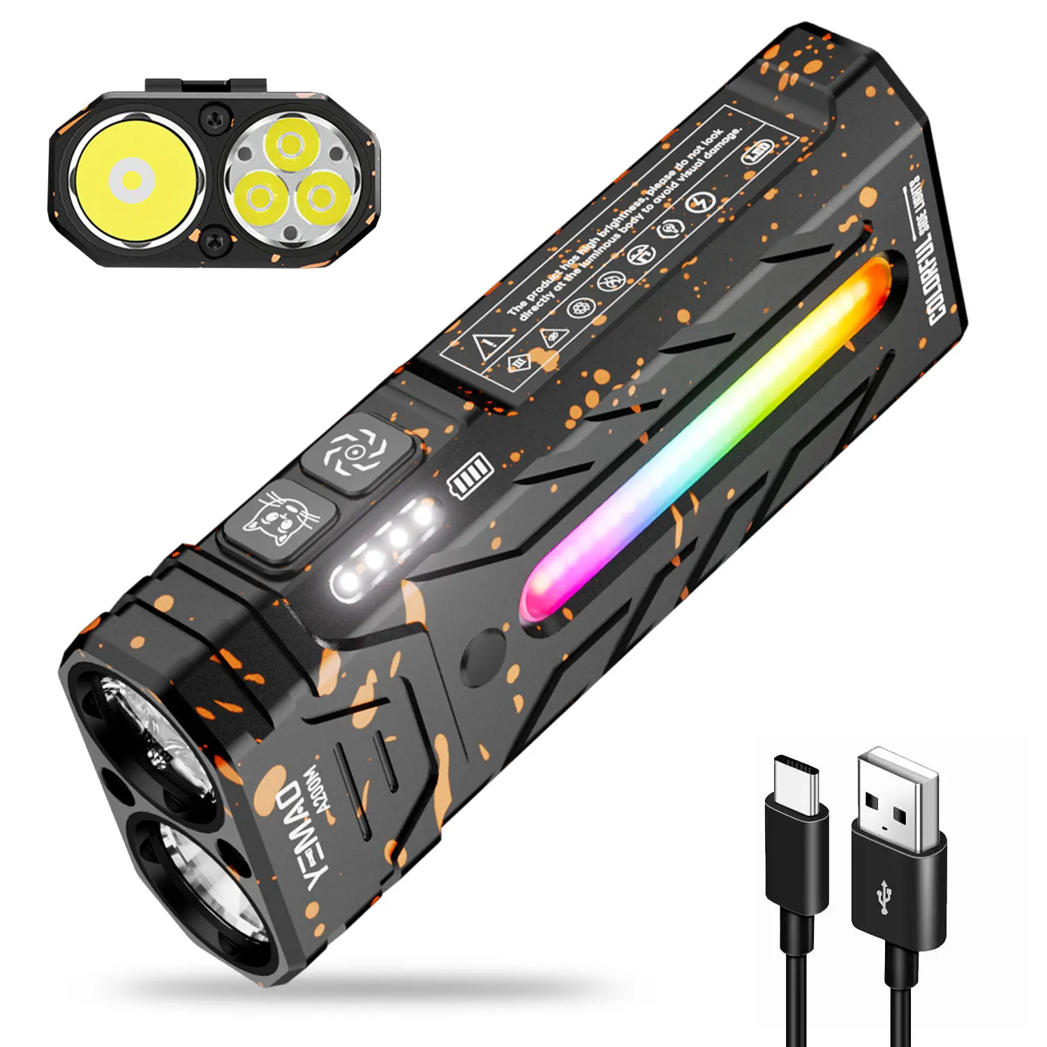 ym-a200m-portable-5200lm-edc-handheld-flashlights-with-tactical-modes-and-magnetic-clip-rgb-light-for-outdoor-hiking-camping