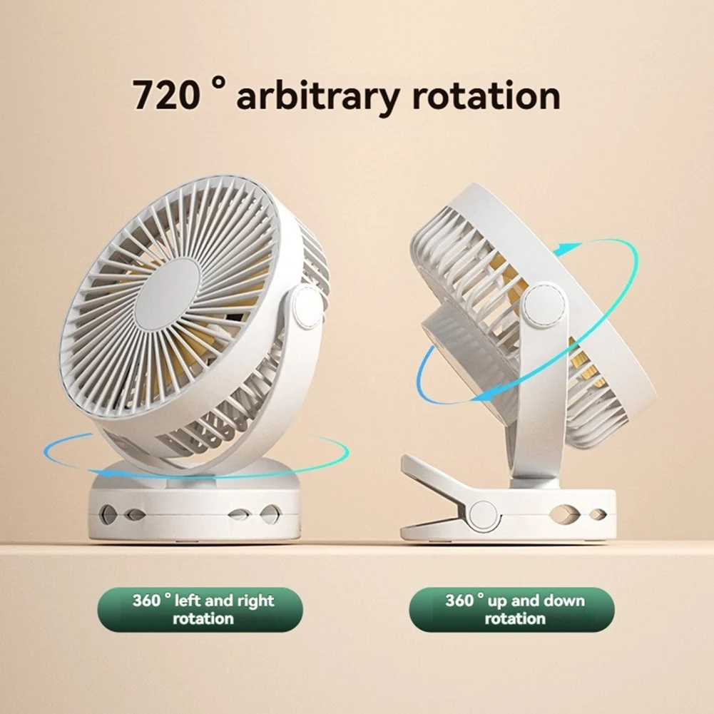 N84R Перезаряжаемый настольный и подвесной вентилятор с зажимом, 3 скорости, 360 градусов °   Вращающийся вентилятор для путешествий и домашнего использования, синий