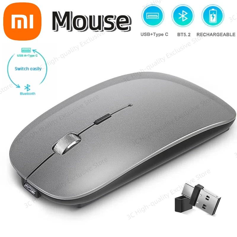 

XIAOMI Silent Bluetooth Mouse Dual Modes Wireless USB Type C Rechargeable Portable Anti Slip Adjustable Mice PC Parts 2025
