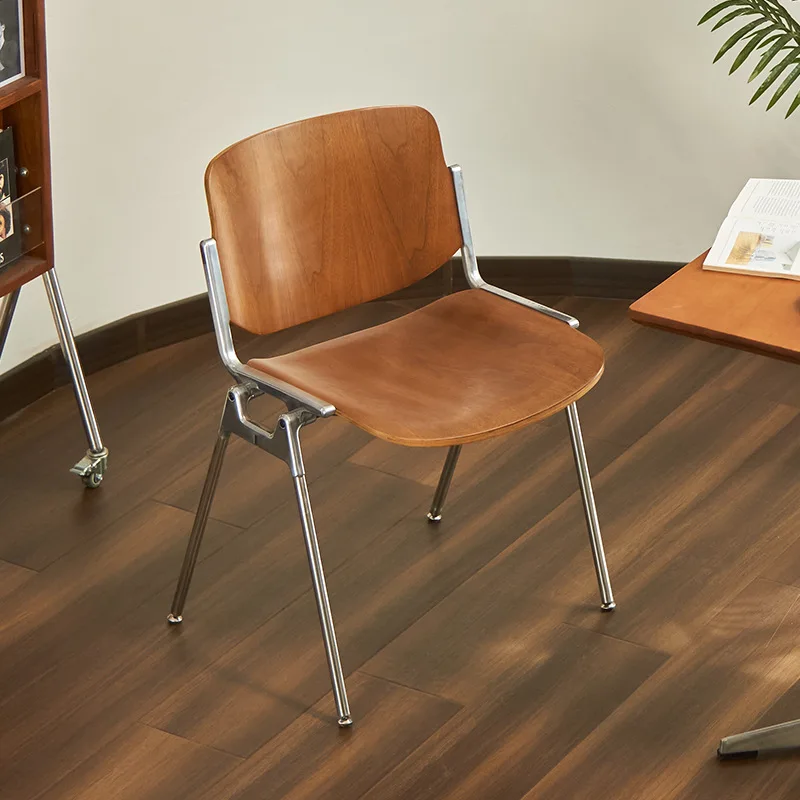 Medieval dining chair wrought iron modern simple leisure home dining table  backrest soft bag solid