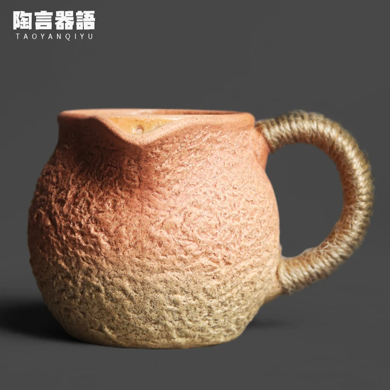 White Clay Rim Handle Teapot Vintage Rough Pottery Charcoal Electric Stove Water Boiling Flower Tea Hot Milk Kettle