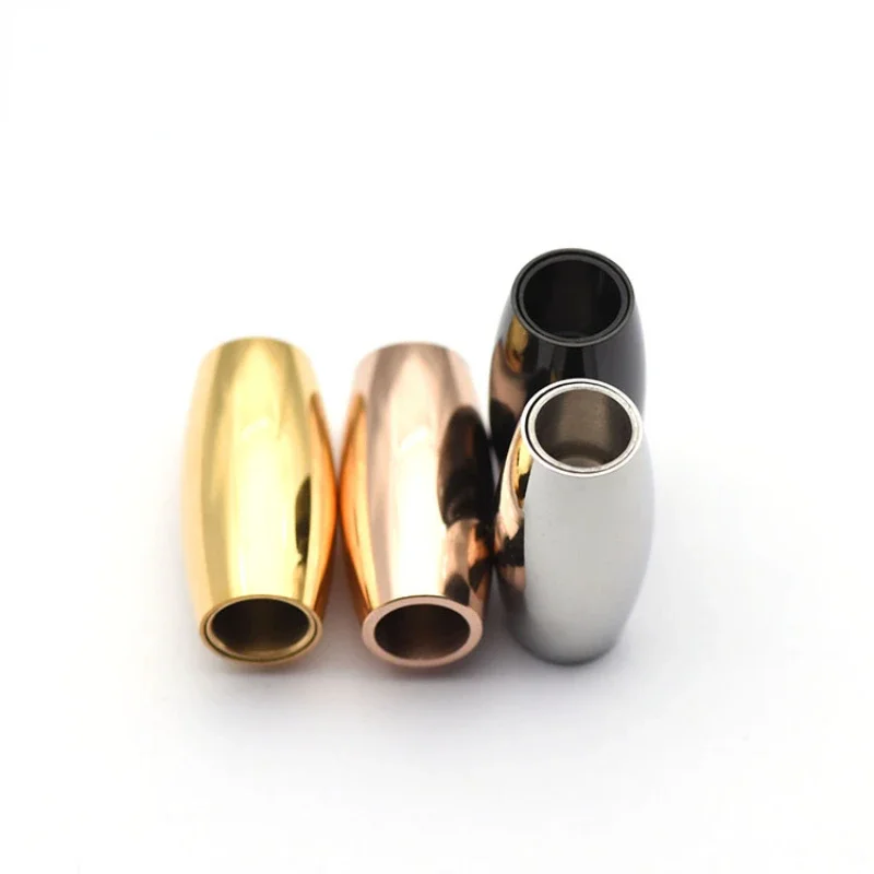 

5 шт., магнитные застежки из нержавеющей стали в форме оливки, радиальный корпус, пряжка из титановой стали, кожаный браслет из веревки, ювелирные застежки