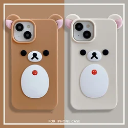 For iPhone 16 15 14 13 12 11 Pro Max Cute Rilakkuma Silicone Soft Cover Case