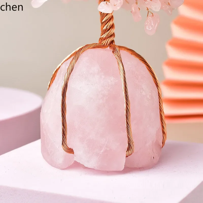DSA  pink crystal tree - attract love & romance, auspicious pink quartz, birthday gift, bedroom decor, raw stone ornament