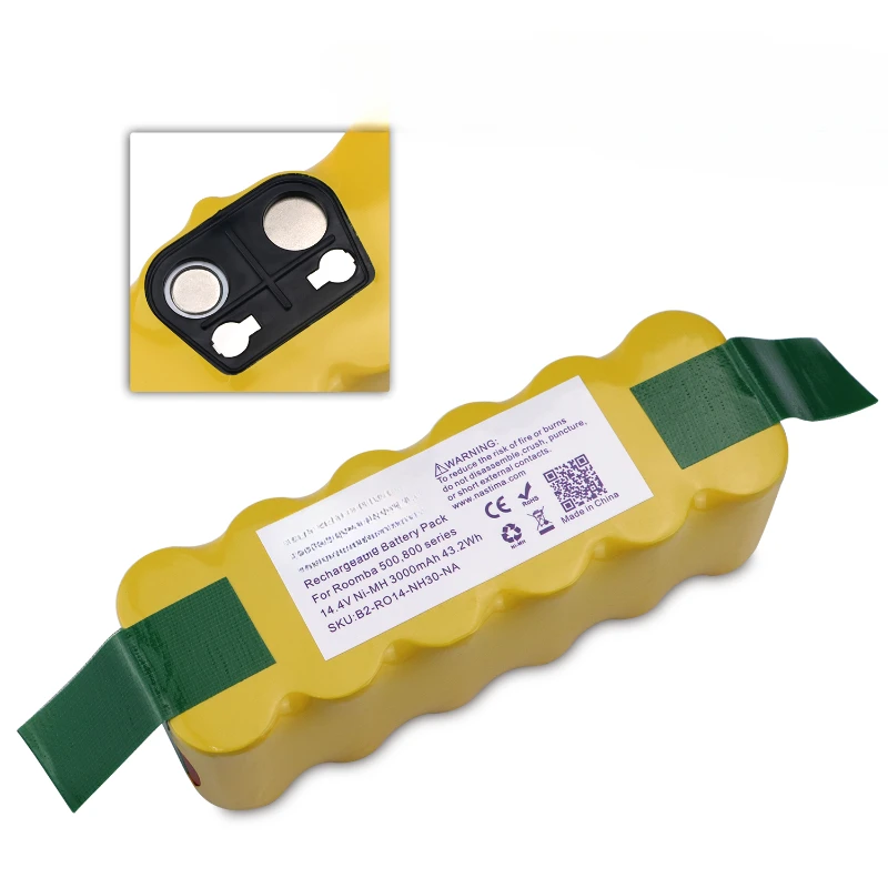 Batterie de remplacement pour IRobot Roomba, 14.4V, 3500mAh, NI-Mh, 500, 600, 700, 800, Series555, 560, 580, 620, 630, 650, 760, 770, 780, 790, 870, 880