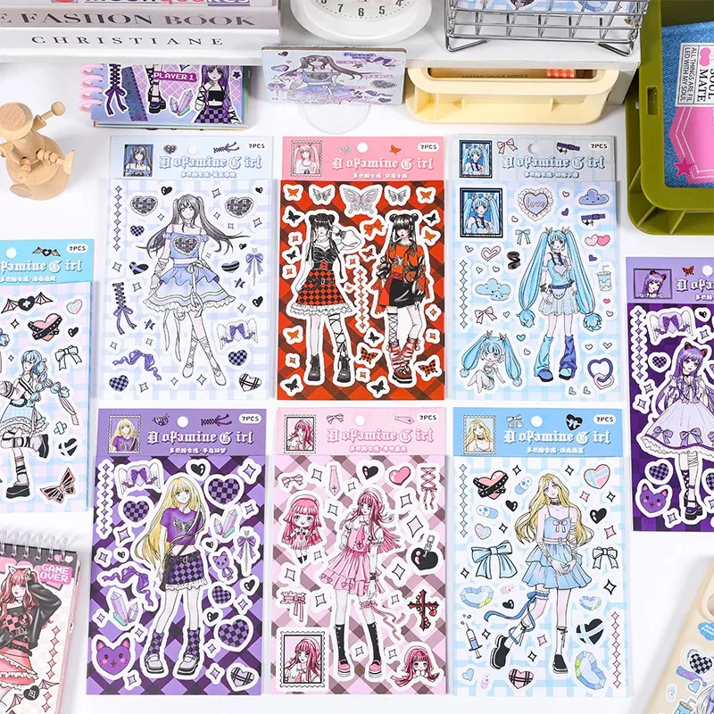 

2pcs/pack cartoon Patterns Decorative Stationery Stickers Colorful Dream Scrapbooking DIY Diary Album Planner custom stickers