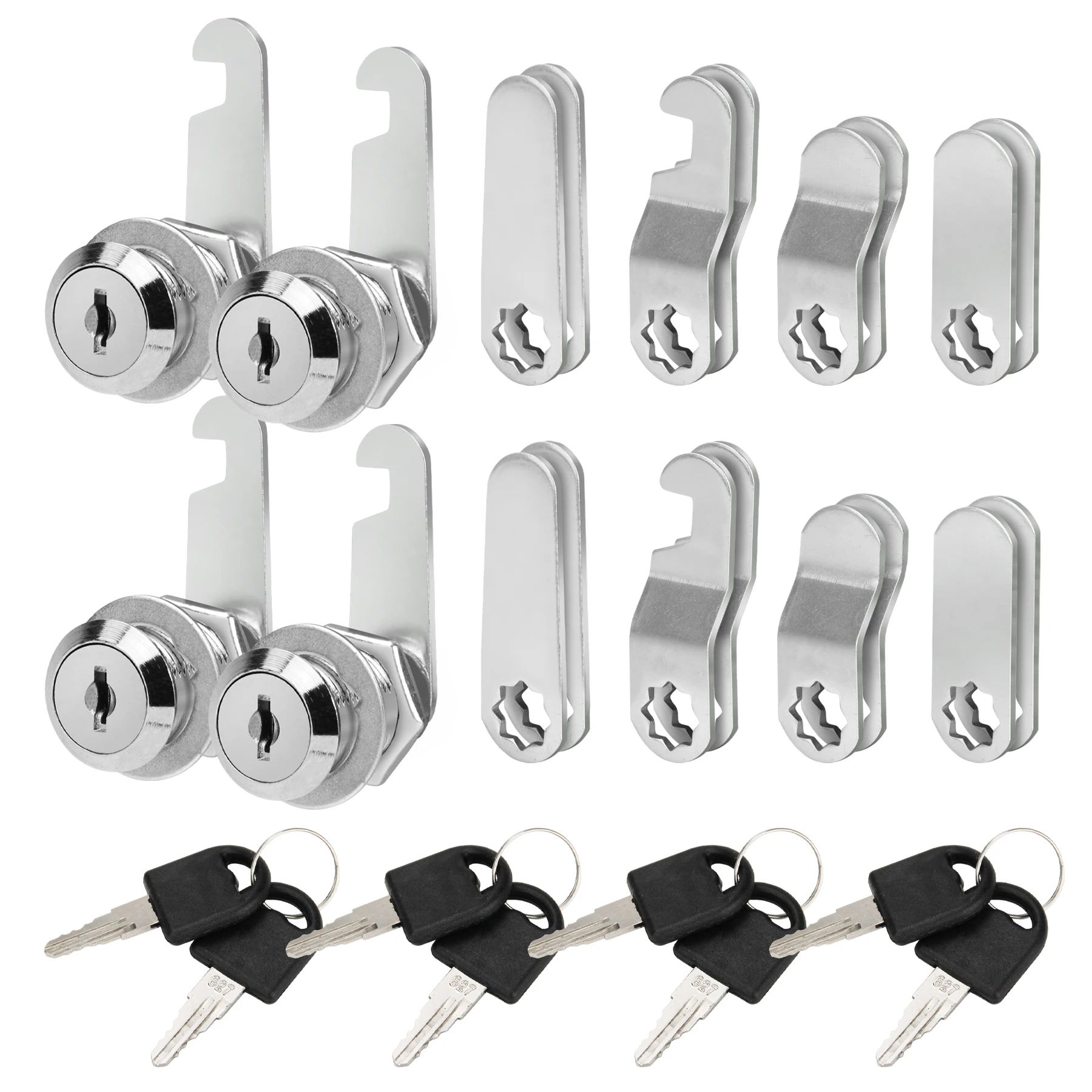 4Pcs Security Lock 16/20/30mm Cabinet Cam Lock Door B-arrel Drawer Filing Cabinet Post Mail Box Furniture Locker Cupboard 2 Key