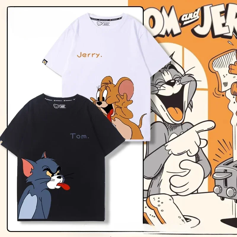 Tom and Jerry children's 3-14 years old 100% cotton T-shirt summer cartoon parent-child casual fashion round neck T-shirt