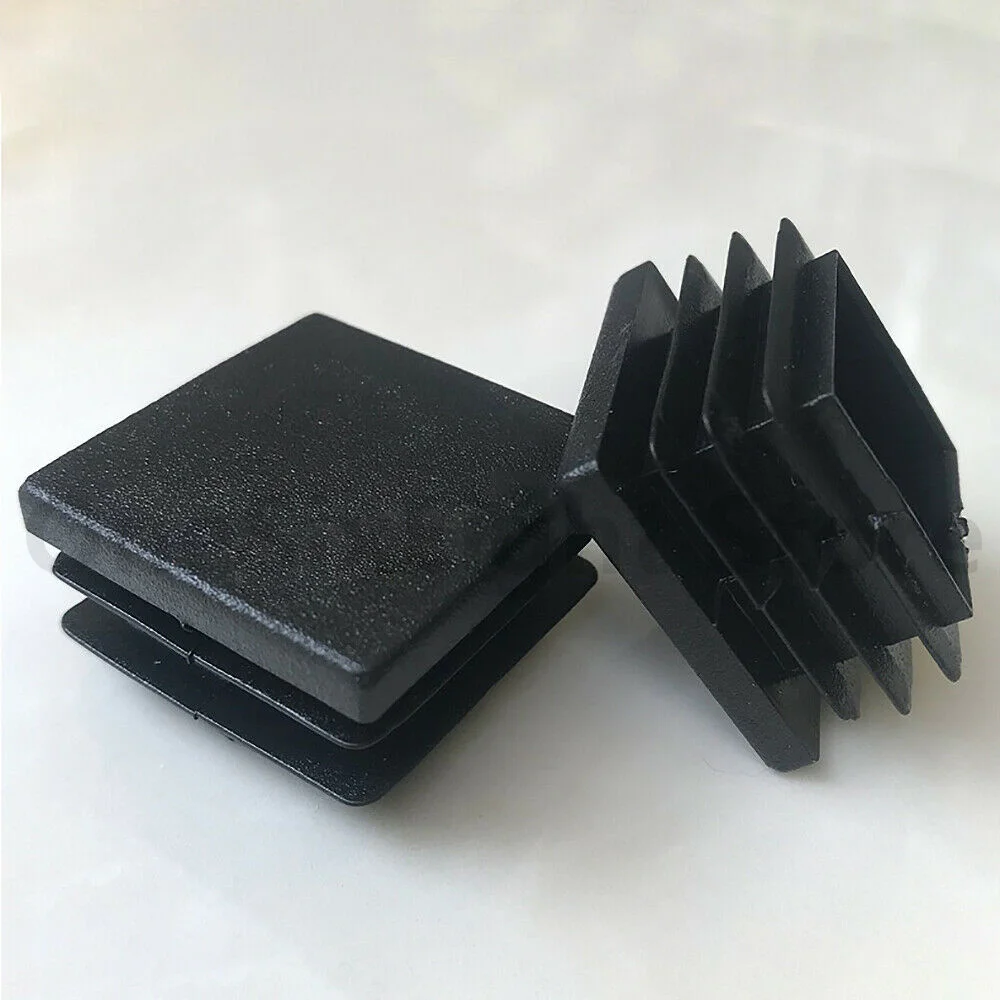 2-20PCS PE Plastic Black Square Tube Plug 10x10mm~100x100mm Blanking End Caps Tube Pipe Inserts Bung Chair Feet