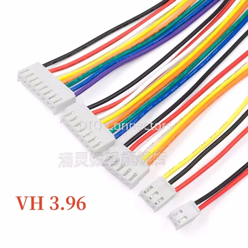 JST VH 3.96mm Pitch Single Female Plug Wire Cable Connector 2P 3 4 5 6 8 10 Pin VH3.96 22AWG Wires 10CM 20CM 30CM