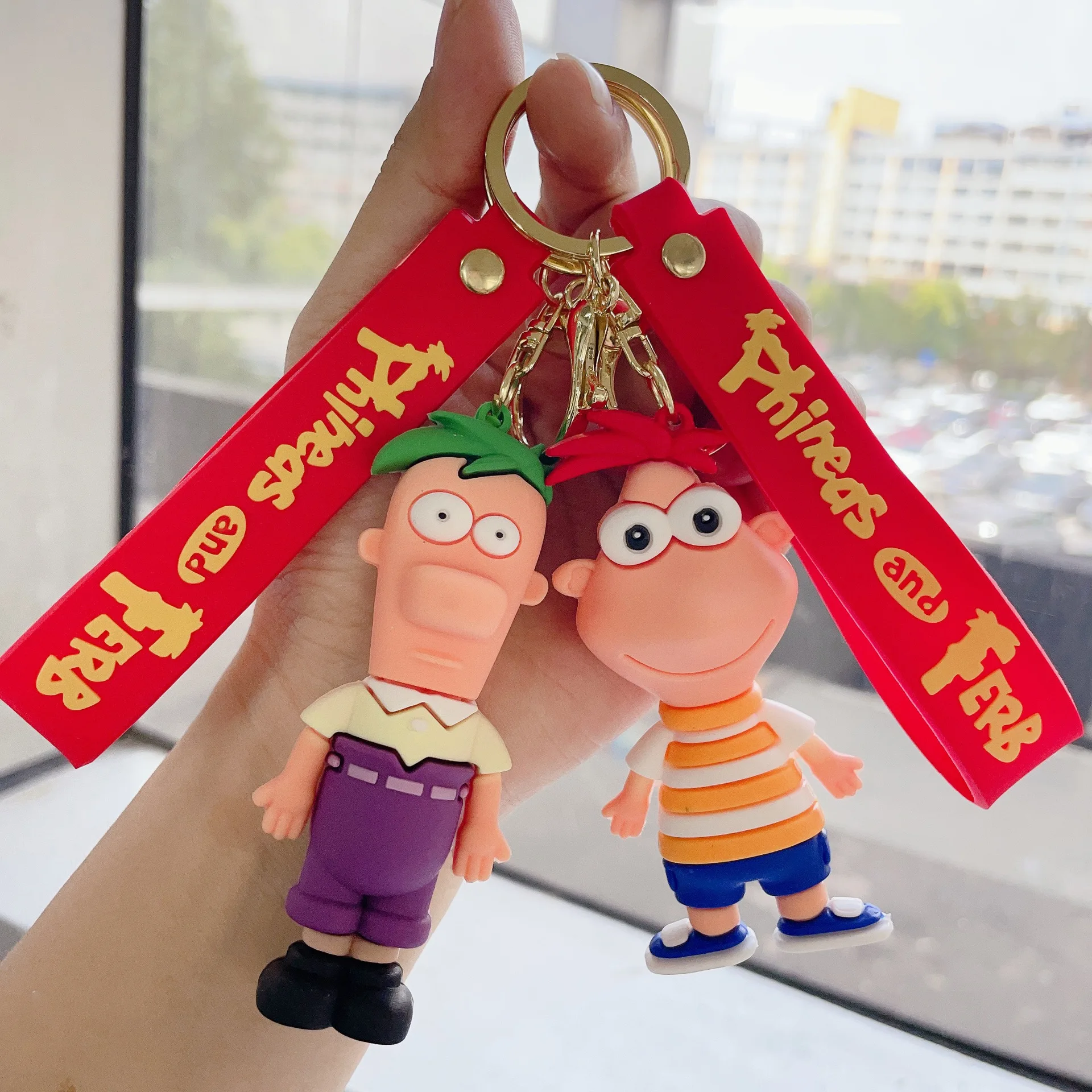 Disney Anime Phineas and Ferb Keychain Cute Phineas Flynn Ferb