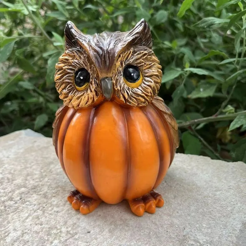 1pcs Animal Avatar Ornaments Pumpkin Owl Pumpkin Turtle Fox Resin Handicraft Statue Home Decoration