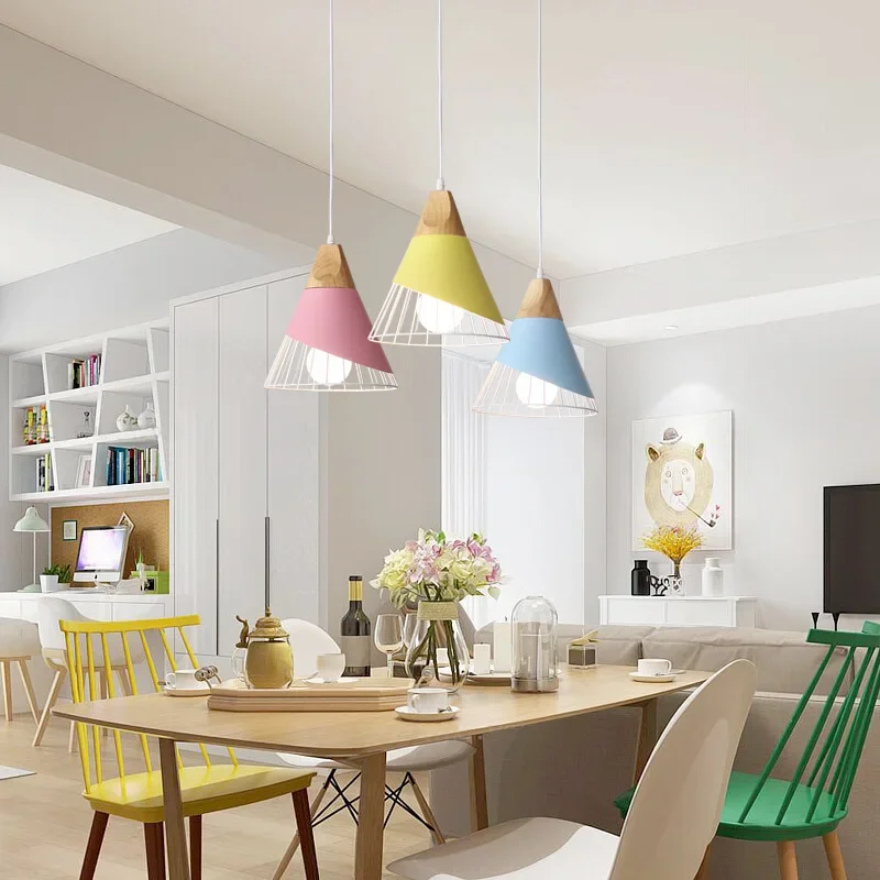 

Nice New Nordic Feather Macaron Bedroom Restaurant Chandelier Creative Personality Cafe Dining Room Simple Single Head Chandelie