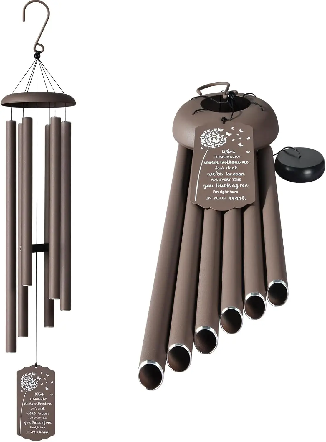 

43" Deep Tone Memorial Wind Chimes for Outdoor Garden and Sympathy Gifts, Hand-Tuned Aluminum Tubes