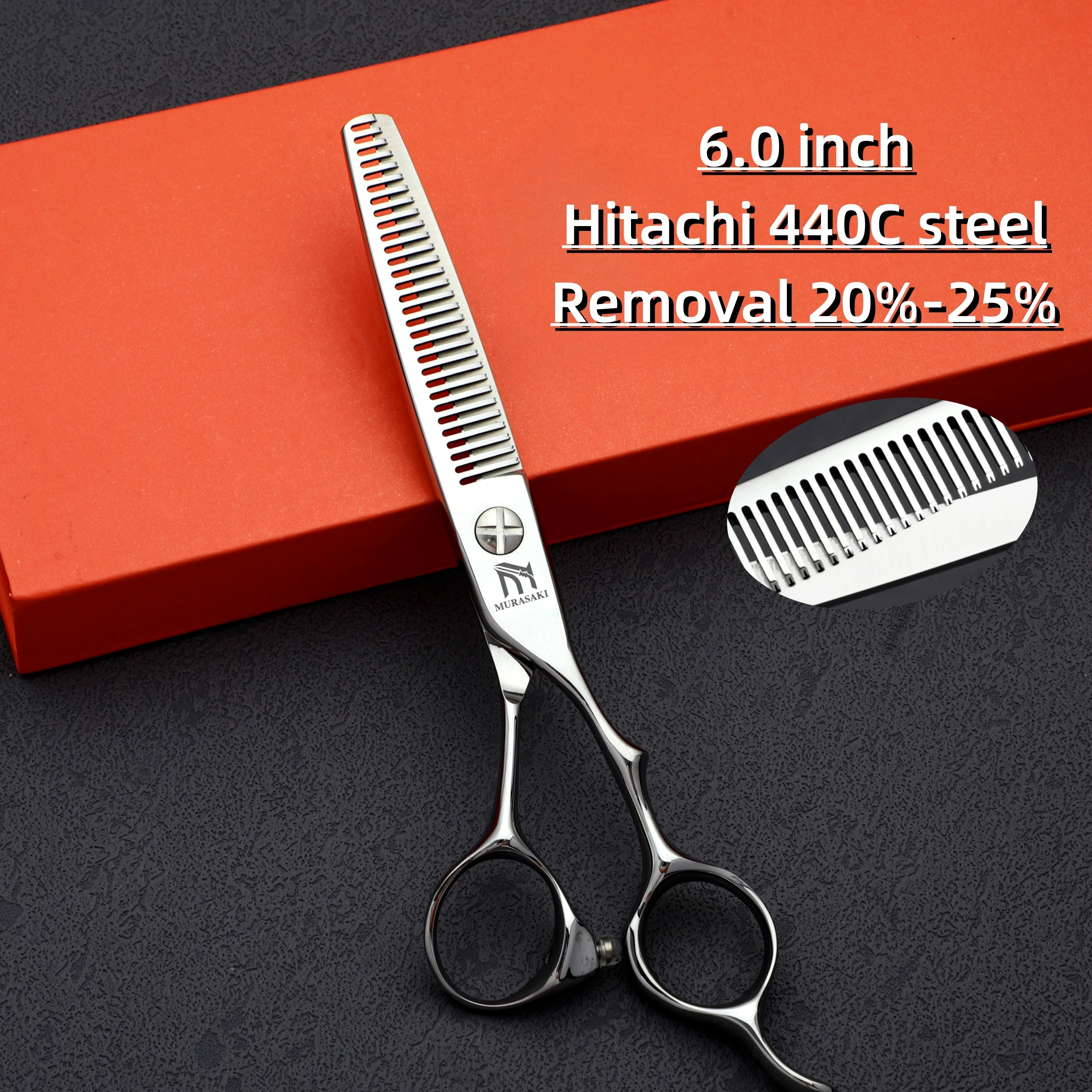 MURASAKI Professionelle Friseurschere, 6,0 Zoll Haarschneideschere, Hitachi 440C Stahl, Hochwertiges Friseurzubehör – Detail 22