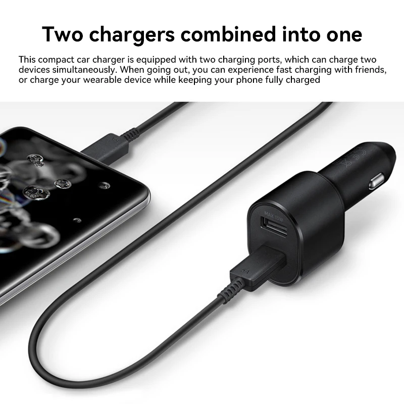 USB Car Charger Super Fast Charging 45W 15W Dual Port C PD Auto Car Charger Suitable For Apple Huawei Samsung Car Charger