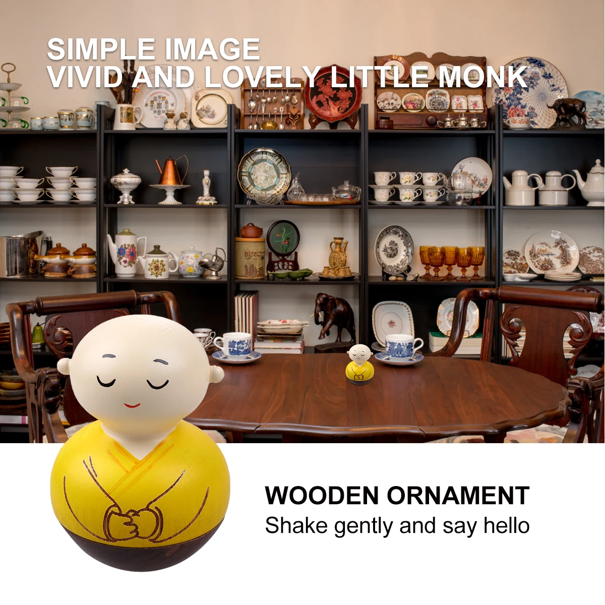 

Wooden Crafts Decoration Creative Monk Tumbler Home nament Handcraft Wooden Monk Toy Desktop Adornment