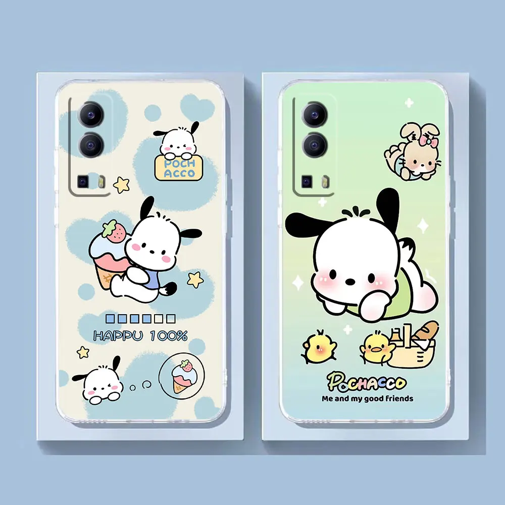 Clear Phone Case For VIVO Y30 Y32 Y33S Y50 Y51S Y52S Y53S Y55S Y66 Y77 Y93 Y95 Y97 5G 4G Case Funda Shell Cartoon Cute Pochacco