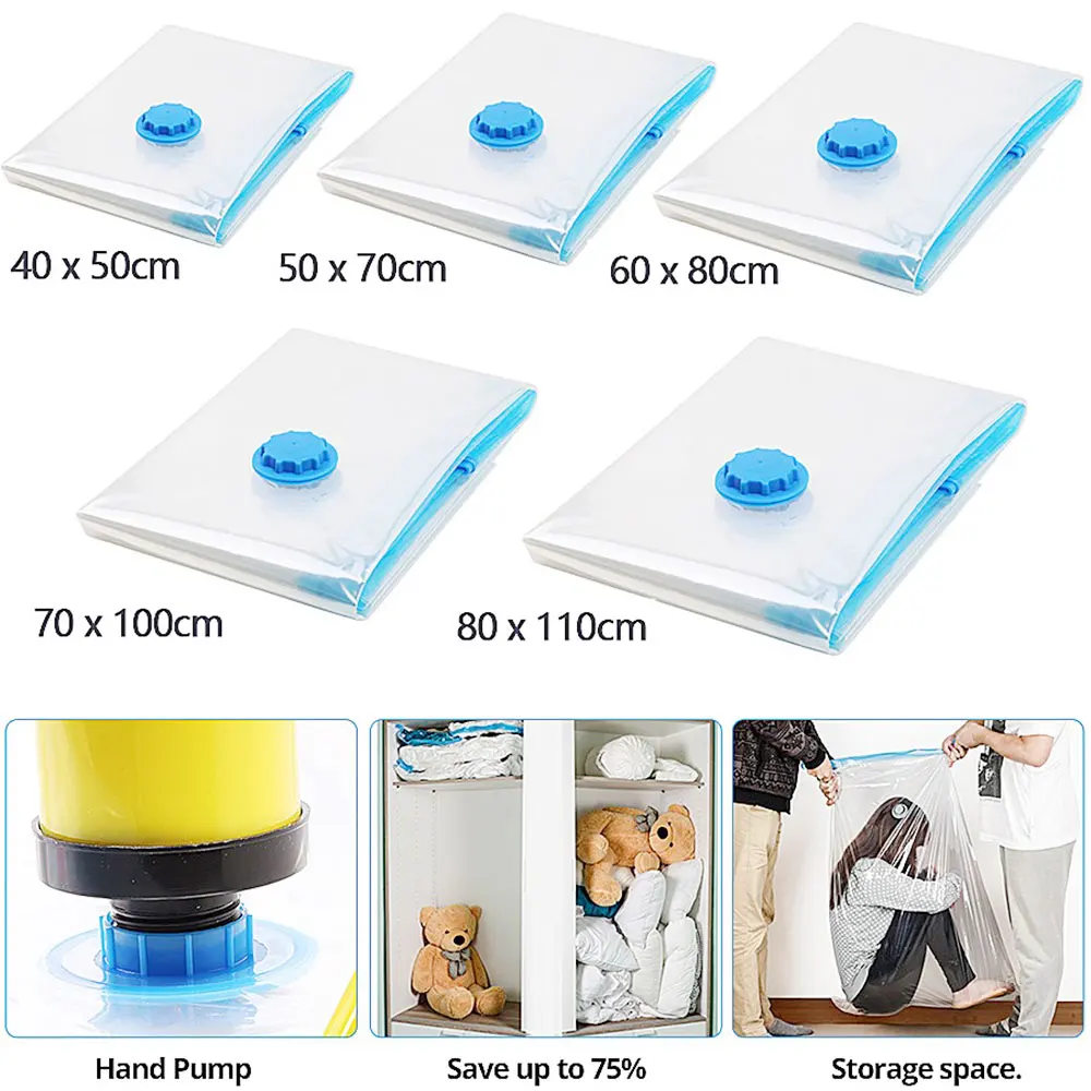 Vacuum Storage Bag Clothes Organizer Bag for Bedding Pillows Towel Space Saver ​Travel Seal Packet with Valve Vacuum Bag Package