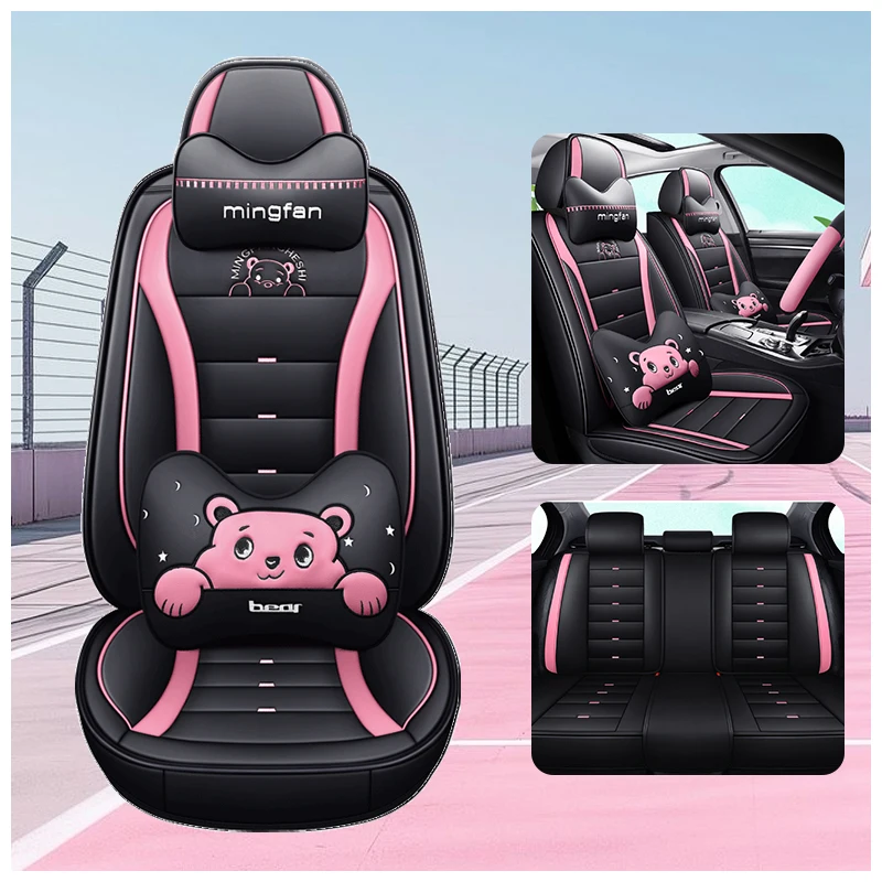 

Cub Whisper Car Seat Cover Full Set Nappa Leather All-Season Cartoon Style Comfortable Premium Car Interior