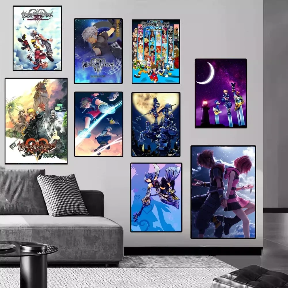 Kingdom Hearts Game Movie Sticky Posters Vintage Room Home Bar Cafe Decor Room Wall Decor