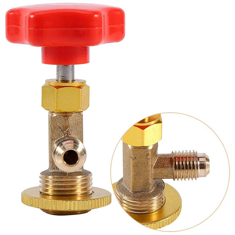R134a Открывалка для канистр, кран M14/1/4 дюйма SAE, автомобильный кондиционер, кран для консервных банок с хладагентом, красный + золотой, открытая бутылка