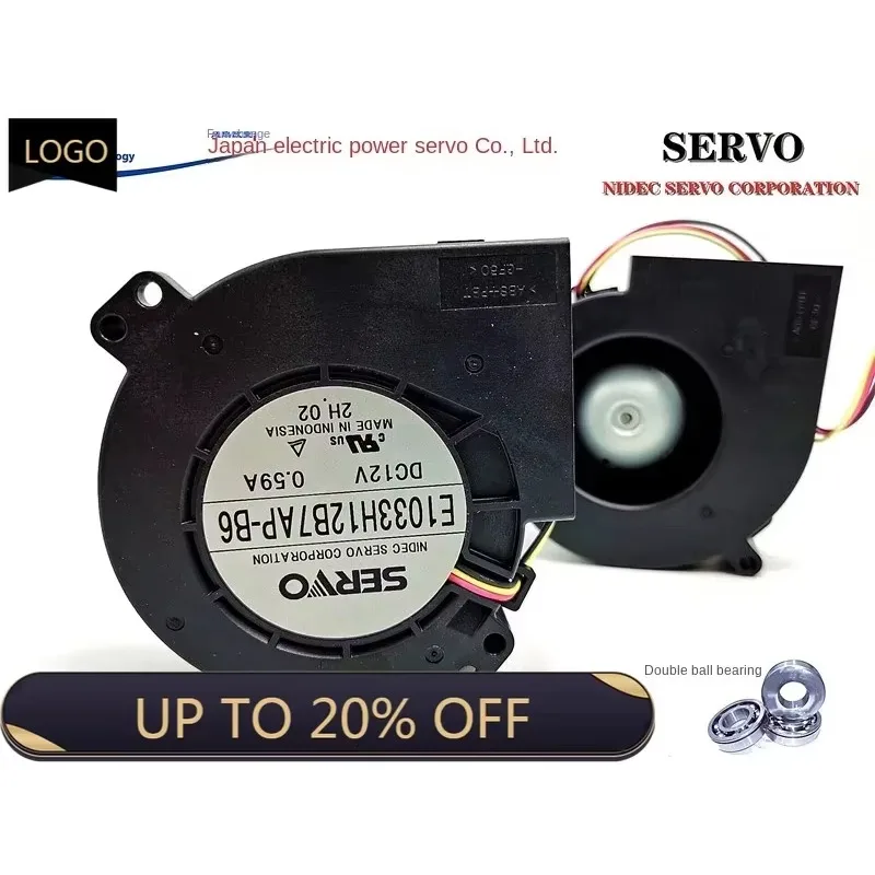 pa Servo E1033H12B7AP-B6 Double Ball 9733 9.7cm Turbine Blower 12V Cooling Fan