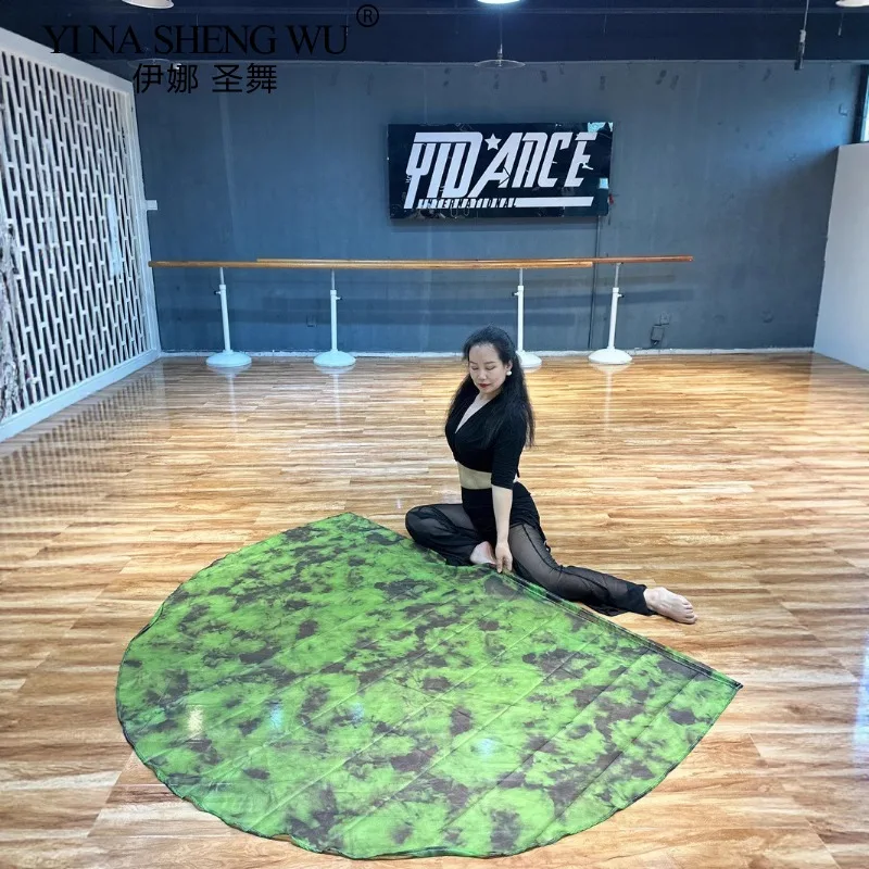 Chiffon Praise Flag 1pc/ 1 Pair 190X140cm Women Flowy Tie Dye Veil Stage Performance Show Props Black Green Floral Worship