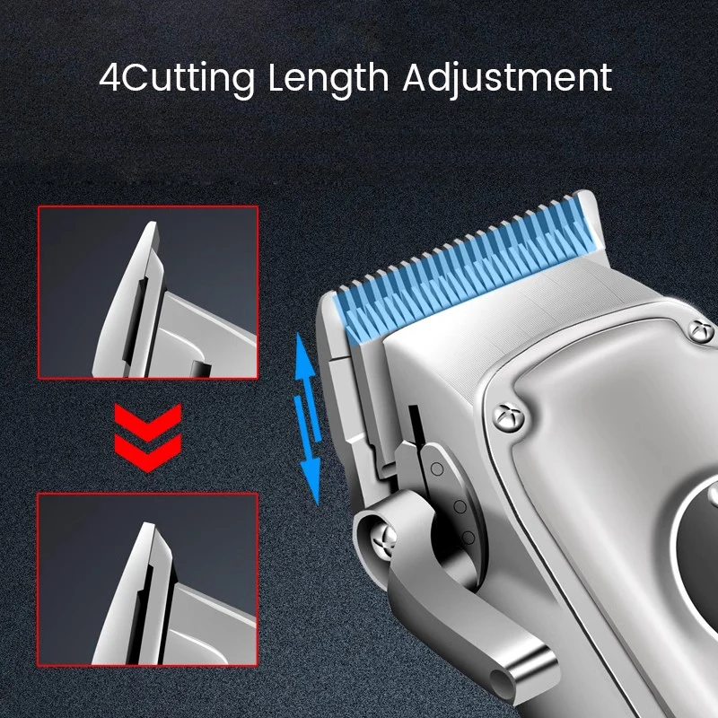 Professional Barber Clipper Full Metal Electric Hair Trimmer For Men Family Beard Cutter Machine Haircut LED Display Low Noise