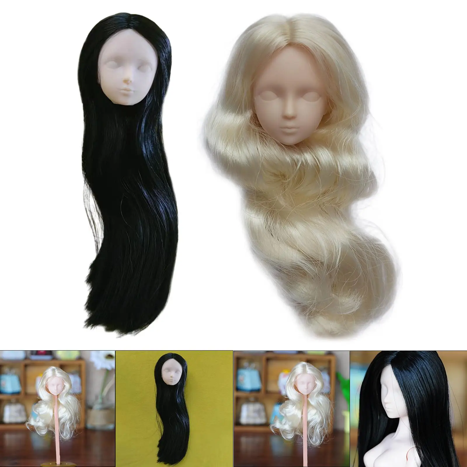 Cabeza de niña suave a escala 1/6 con pelo largo, piezas de muñeca para 30