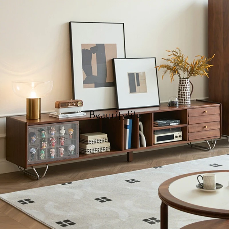 

*Nordic all solid wood TV cabinet size apartment living room modern locker