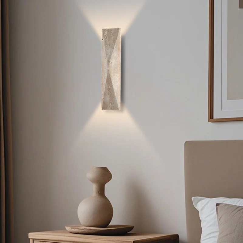 

Natural Travertine Wabi Sabi Retro Wall Light for Guesthouse Corridor Staircase Lighting Bedroom Living Room Outdoor Waterproof