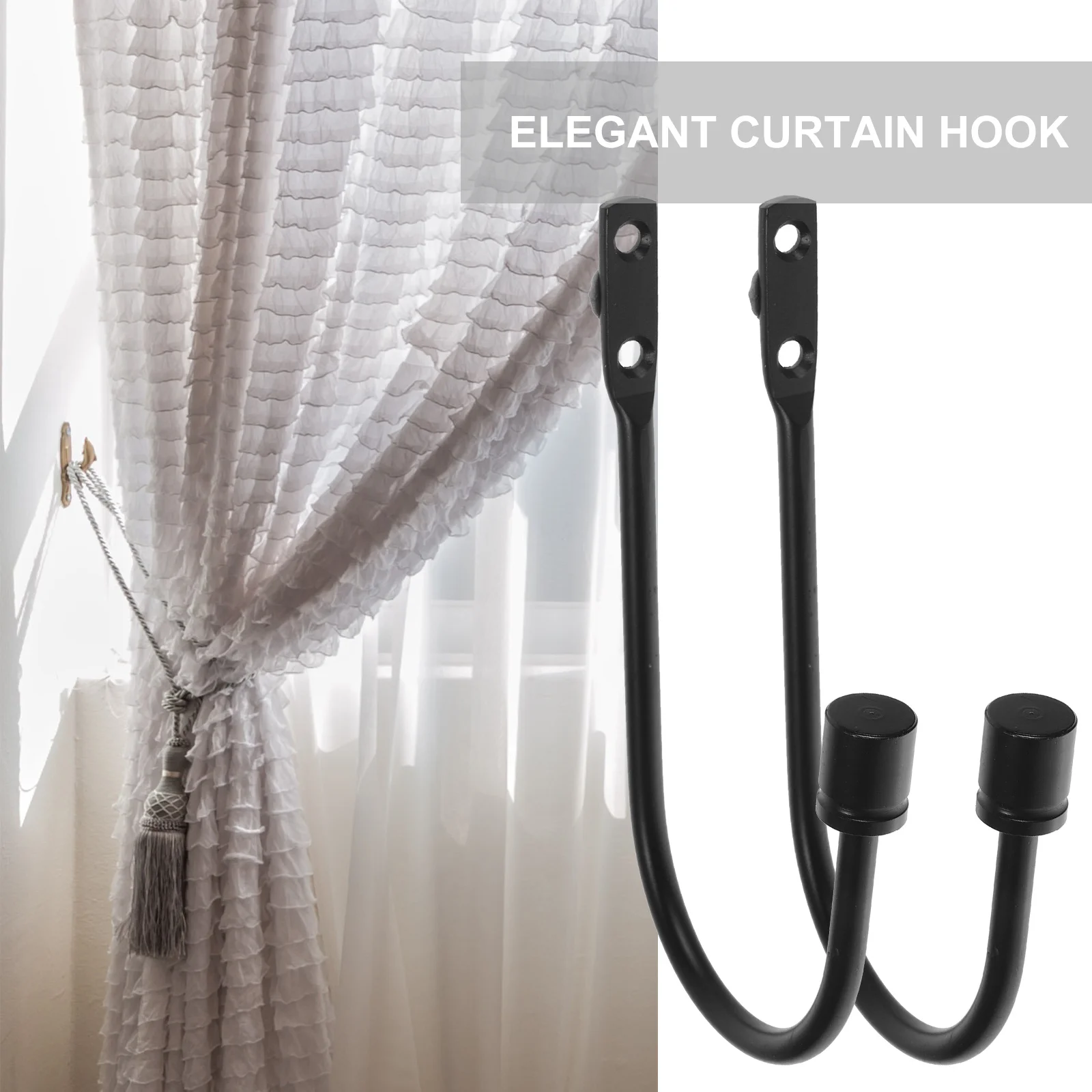 

2Sets U Shape Curtain Holdbacks Wall Mounted Hooks for Drapes Romantic Look Curtain Hook Drapery Tieback Decorative Drape Ties
