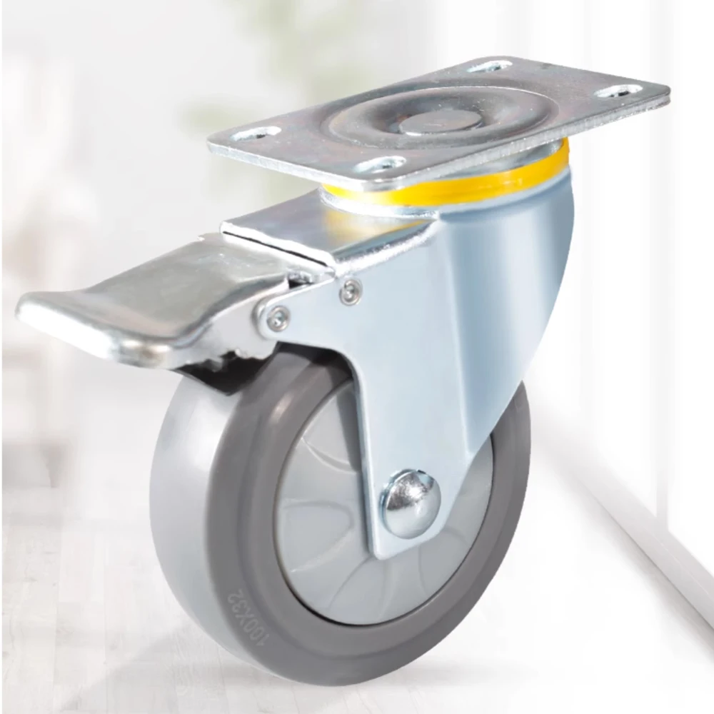 Universal Wheel Caster 4 Inch With Brake TPR 3 5 Inch Steering Directional Wheel Hand Trolley Cart Wheel