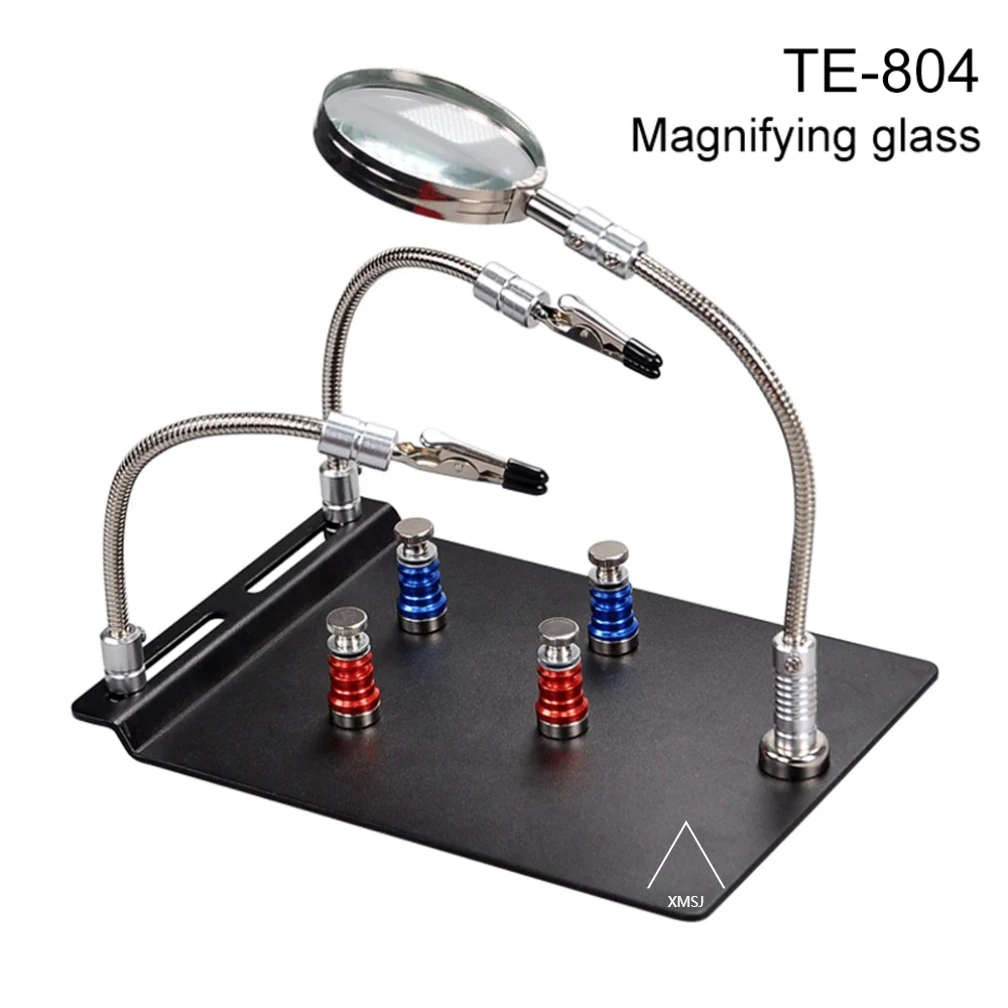XMSJ Hand Soldering Tool PCB Holder Metal Arms Helping Hands Welding Workshop Station Helping Desktop Magnifier Soldering