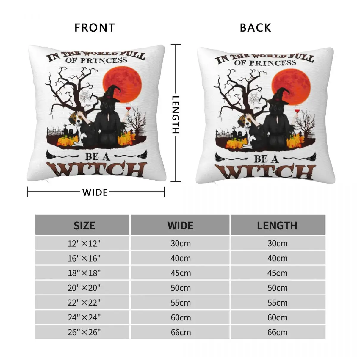 In A World Full Of Princesses Be A Witch Halloween Beagle Square Pillowcase Pillow Cover Cushion Throw Pillow for Living Room