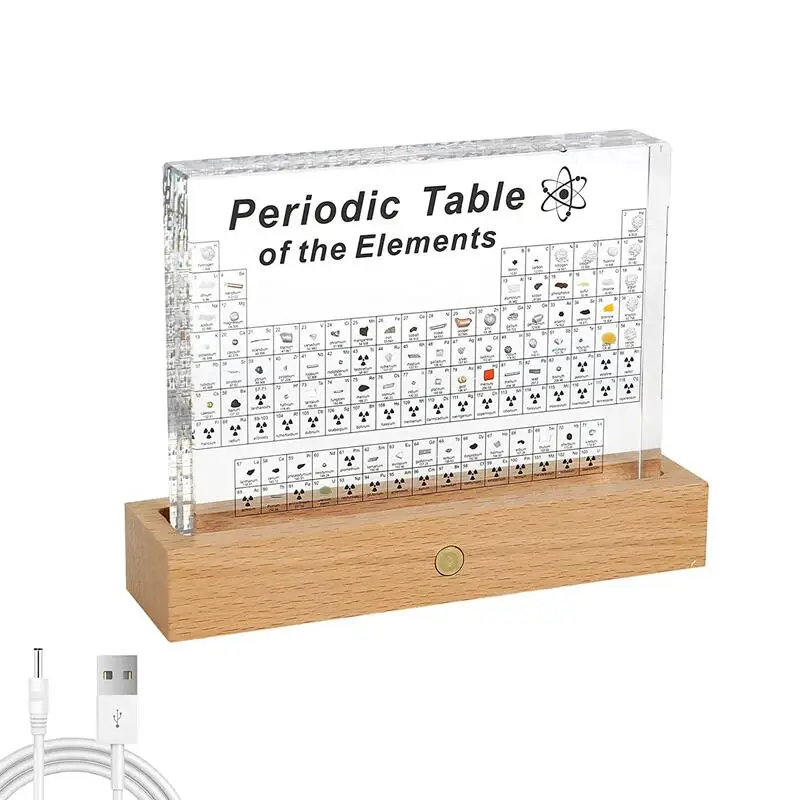 Acrylic Periodic Table Of Elements With Real Samples With The Light Base Ornament School Teaching Display Chemical Real Element