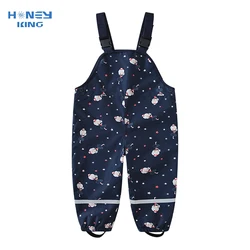 HONEYKING Children Waterproof Rain Pants Baby Jumpsuits Boys Girls Overalls Pants Fashion Kids Overalls