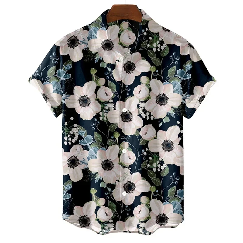 Hawaiian Floral Beach Shirt 3D Printed Man/Women Casual Fashion Short Sleeves Shirts Button Streetwear Oversized Unisex Clothing