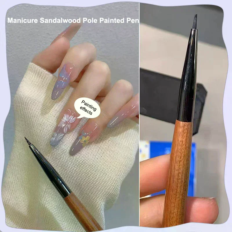 Sandalwood Nail UV Gel Pen Brush Nail Art Liner Brush Flower Painting Drawing Pen Manicure Tool