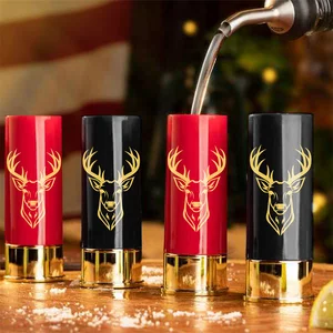 Hediye Kutusunda küçük Şarap Bardağı, Yaratıcı Geyik Kafası Deseni, Plastik, 12 GA, Shot Bardakları, gelin Partisi, Drinkware, 4 Adet Set plastikteki en büyük cam satışlarından 12'si-no. 5