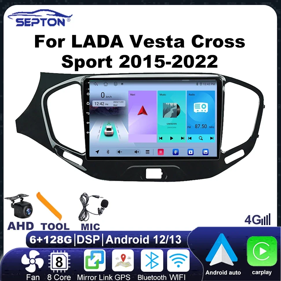 

SEPTON Android Car Radio for LADA Vesta Cross Sport 2015-2022 Multimedia Player Car Screen Android Auto Carplay Smart Car System