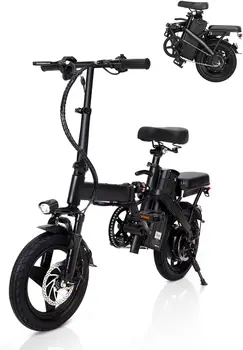 Image Bike for Adults, Ebike,14" Folding Electric Bike 350W 36V 12Ah Built-in Battery 20MPH,20+Miles,3 Riding Modes,